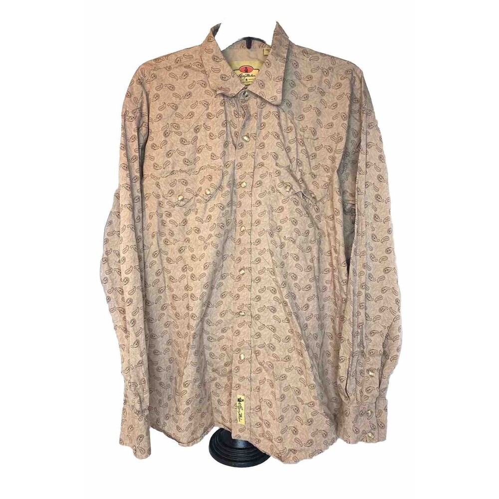 LARRY MAHAN Mens Western Square Dancing Cowboy Snap Cotton Shirt Size XXL❤️